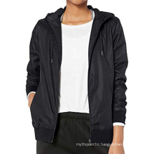 custom design hooded lightweight windbreaker jacket for women